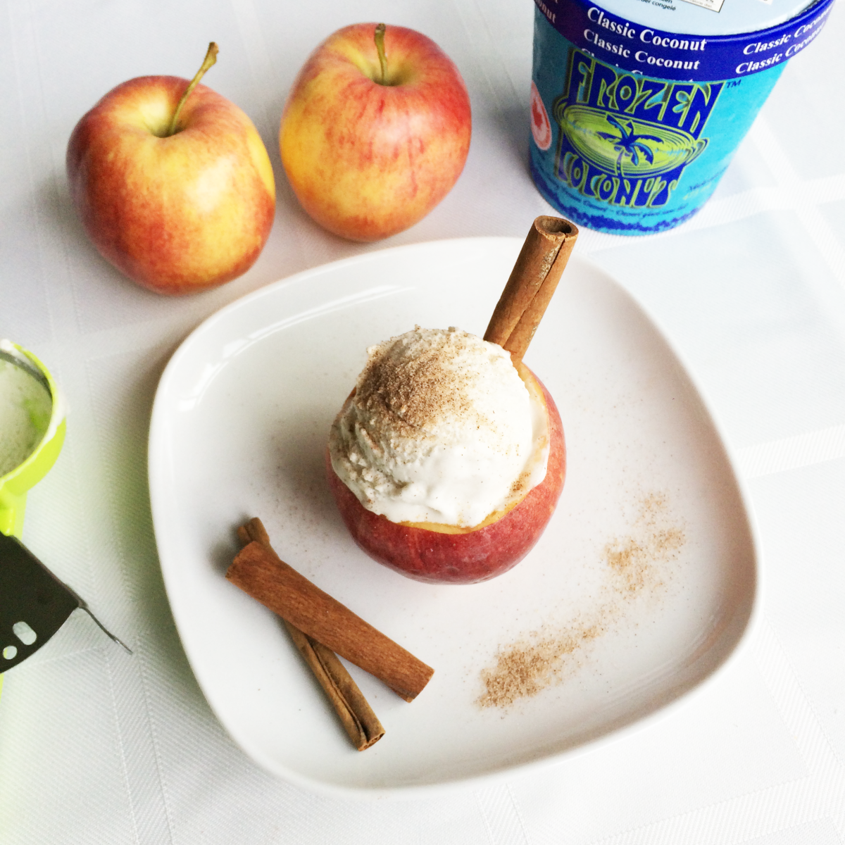 Frozen Coconut Apple Cinnamon Vegan Ice Cream Bowl